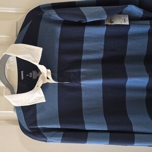 SONOMA BRAND BOYS BLUE STRIPED RUGBY POLO SHIRT SIZE LARGE